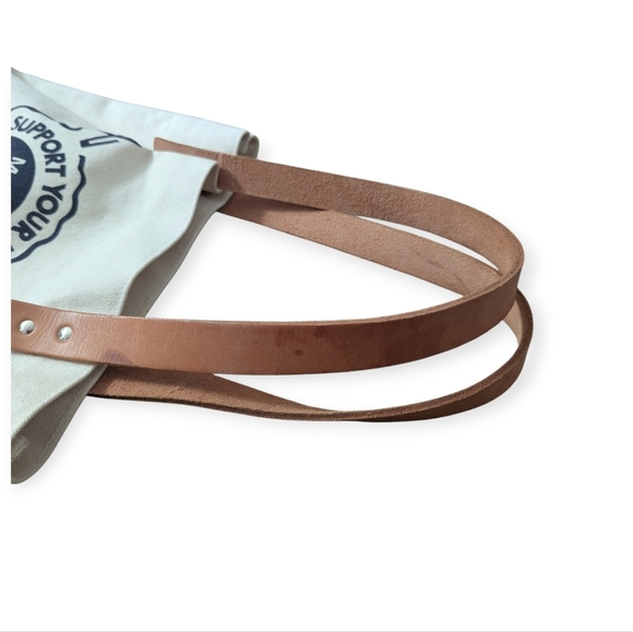 Fleabags Tote Bag with Leather Handles Red and White Handmade in Brooklyn Rare - Picture 5 of 10